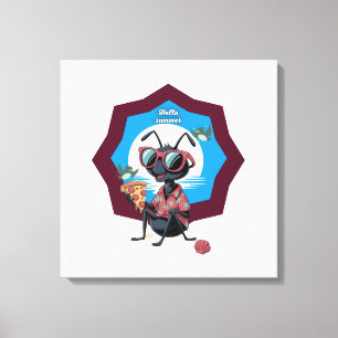 Lienzo Hola verano con pizza de hormiga comiendo