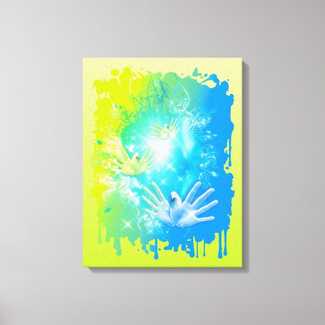 Lienzo holiES - Flying Hands Pigeons ART (Anverso)