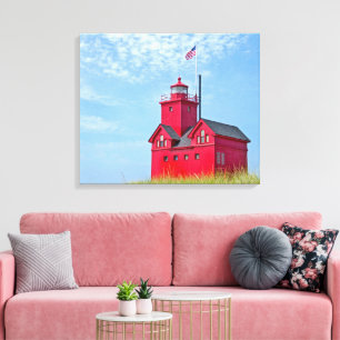 Lienzo Holland Michigan Gran Faro Rojo