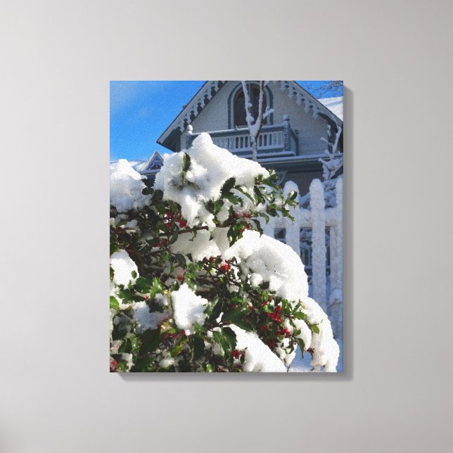 Lienzo Holly Berries en la nieve - Viñedo de Martha (Anverso)