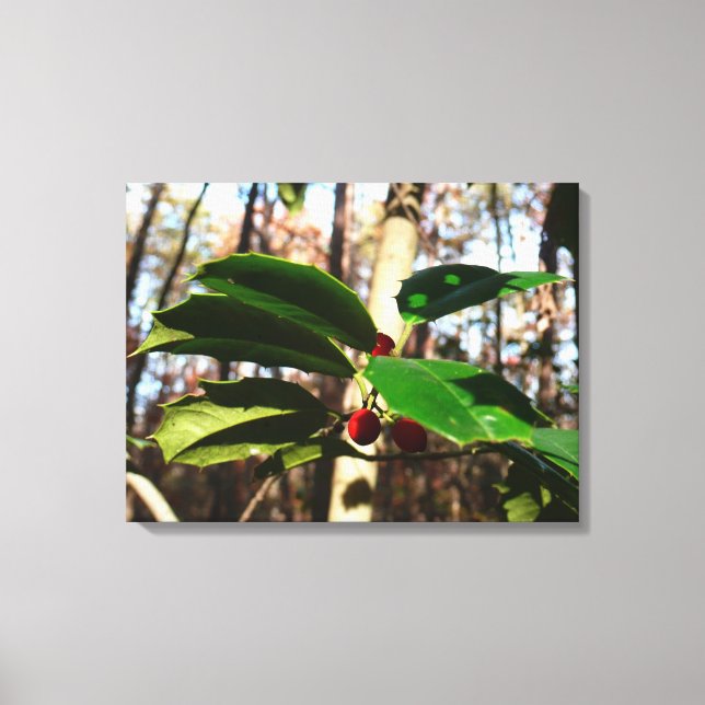 Lienzo Holly Leaves I Holiday Botanical (Anverso)