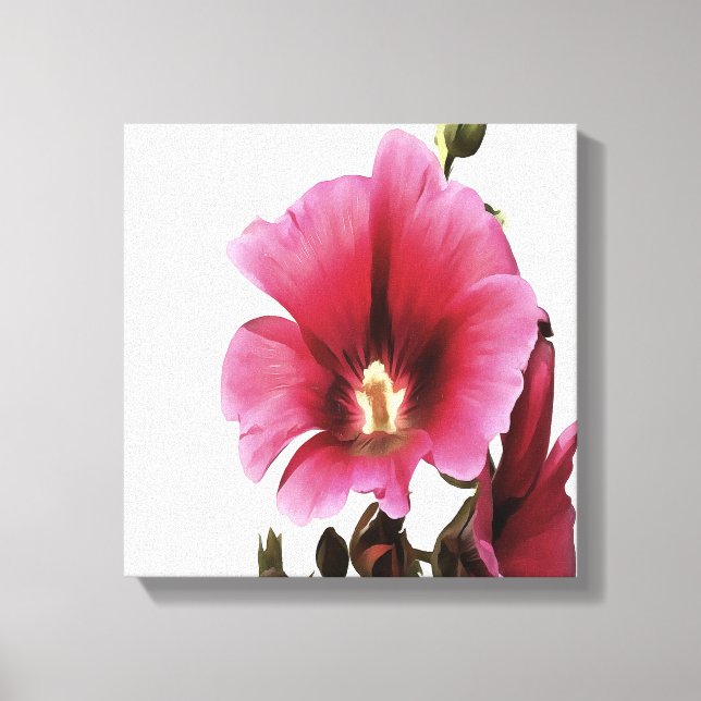 Lienzo Hollyhock Rosa Celestial Flor Malva Floral (Anverso)