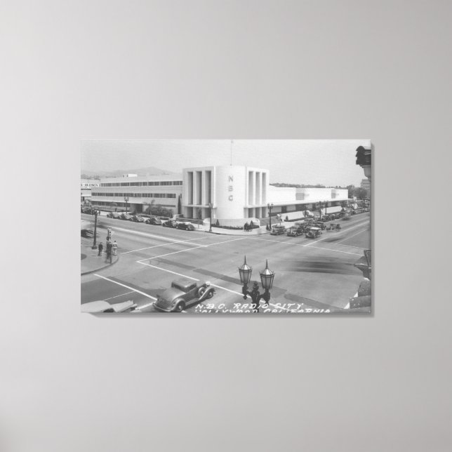 Lienzo Hollywood, CA View of Radio City y NBC Studios (Anverso)