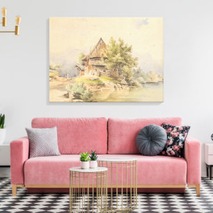 Lienzo Holzhütte am See - Carl Lafite