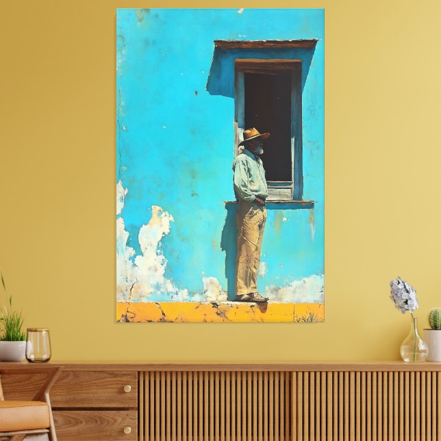Lienzo Hombre a la sombra - Una escena cubana rústica (Insitu (Sala de estar))