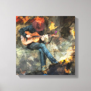Lienzo Hombre abstracto tocando guitarra - decorador de a