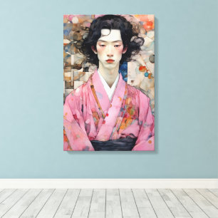 Lienzo Hombre con Kimono Rosa