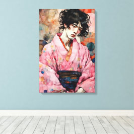 Lienzo Hombre con Kimono Rosa