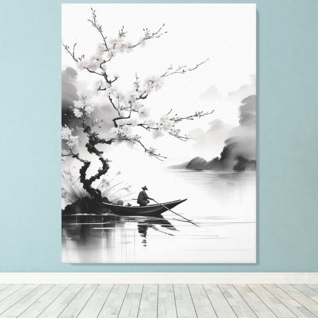 Lienzo hombre de barco chino (Insitu (piso de madera))