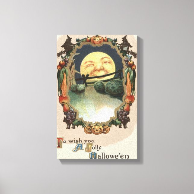 Lienzo Hombre En La Luna Jack O Lantern Witch (Anverso)