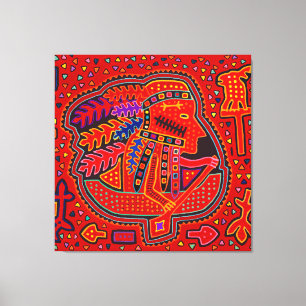 Lienzo Hombre indio kuna en canoa