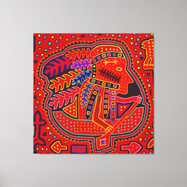 Lienzo Hombre indio kuna en canoa (Anverso)