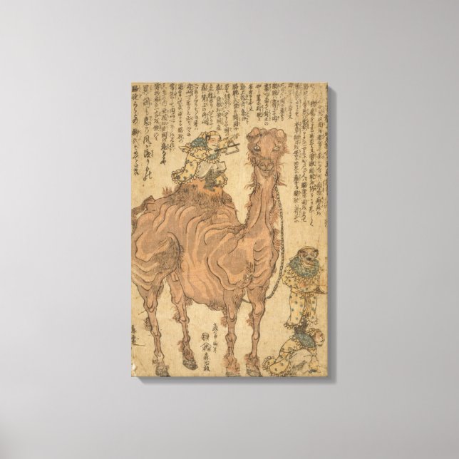 Lienzo Hombre jugando triángulo en camello (Anverso)