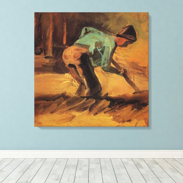 Lienzo Hombre parado con palo, pan de Vincent van Gogh (Insitu (piso de madera))