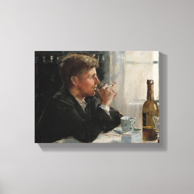 Lienzo Hombre sentado perdido en la mesa (Anverso)