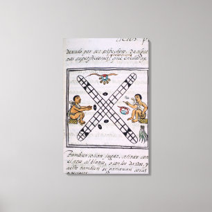 Lienzo Hombres aztecas que juegan Patoli