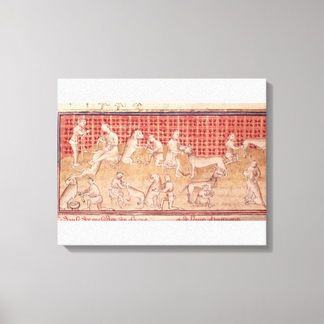 Lienzo Hombres cuidando de perros cazadores (Anverso)