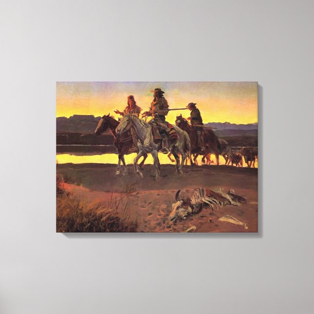 Lienzo Hombres de Carson por Charles M. Russell (Anverso)