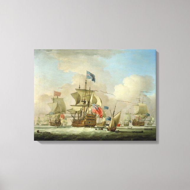 Lienzo Hombres de Guerra Británicos y un esloop, c.1720-3 (Anverso)