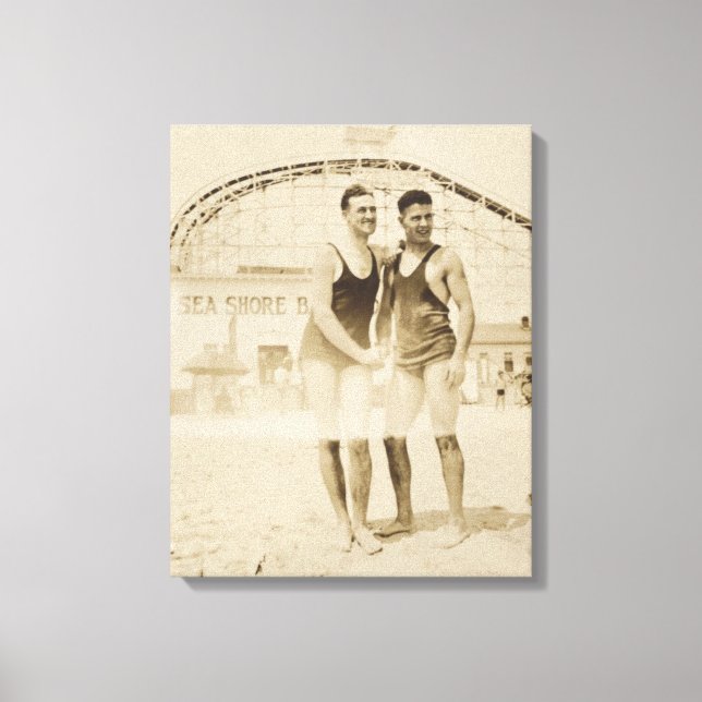 Lienzo Hombres de pie en la playa (Anverso)