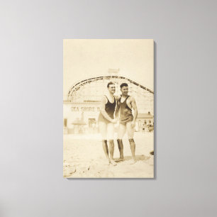 Lienzo Hombres que se colocan en la playa