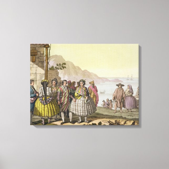 Lienzo Hombres y mujeres con disfraces elaborados, Chile, (Anverso)