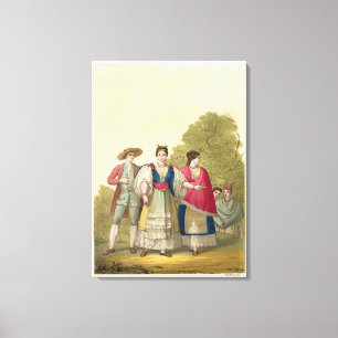 Lienzo Hombres y mujeres peruanos en el traje tradicional