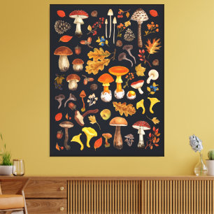 Lienzo Hongos salvajes en negro