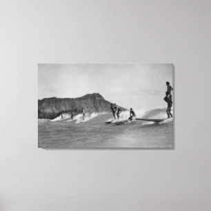 Lienzo Honolulu, Hawaii - personas que practica surf de