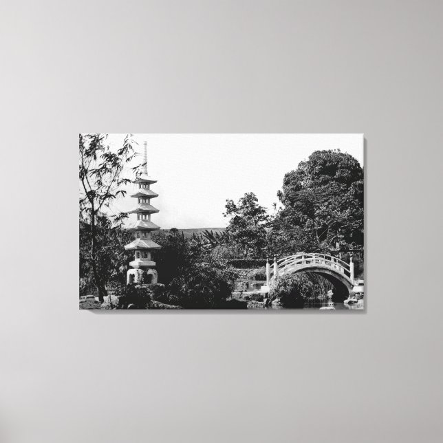 Lienzo Honolulu, Hawaii - Vista de los jardines de Moanol (Anverso)