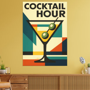 Lienzo Hora del cóctel Martini Modernista de mediados de