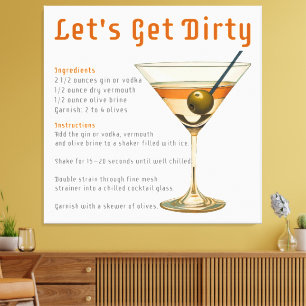 Lienzo Hora del Cóctel: Receta de Martini Let's Get Dirty