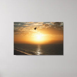 Lienzo Horizon Ocean Front Sunrise View Bird Silhouette