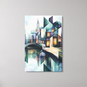 Lienzo Horizonte abstracto geométrico de Amsterdam con ca
