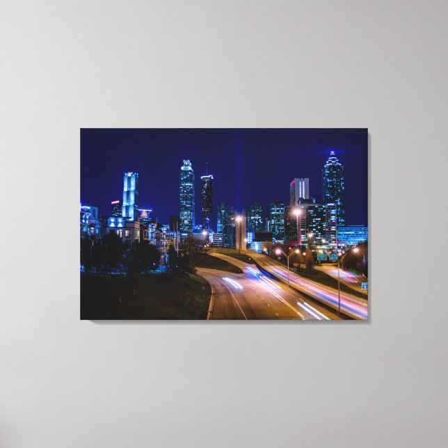 Lienzo Horizonte de Atlanta de Noche (Anverso)