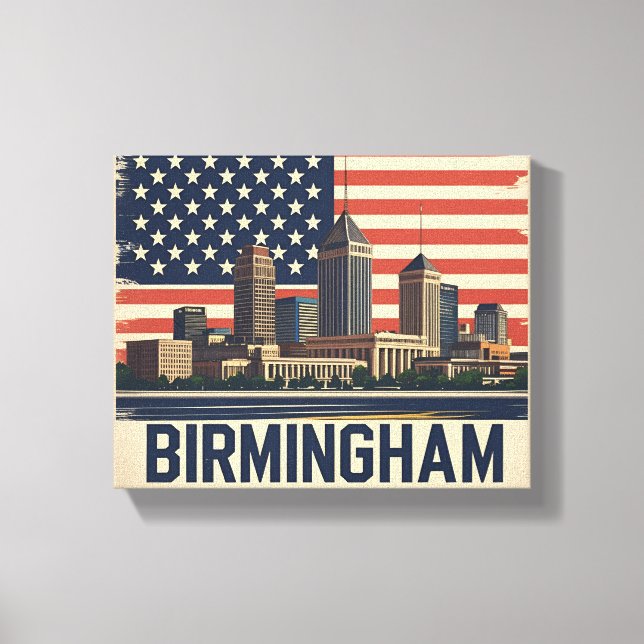 Lienzo Horizonte de Birmingham City Alabama   (Anverso)