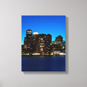 Lienzo Horizonte de Boston con la luna