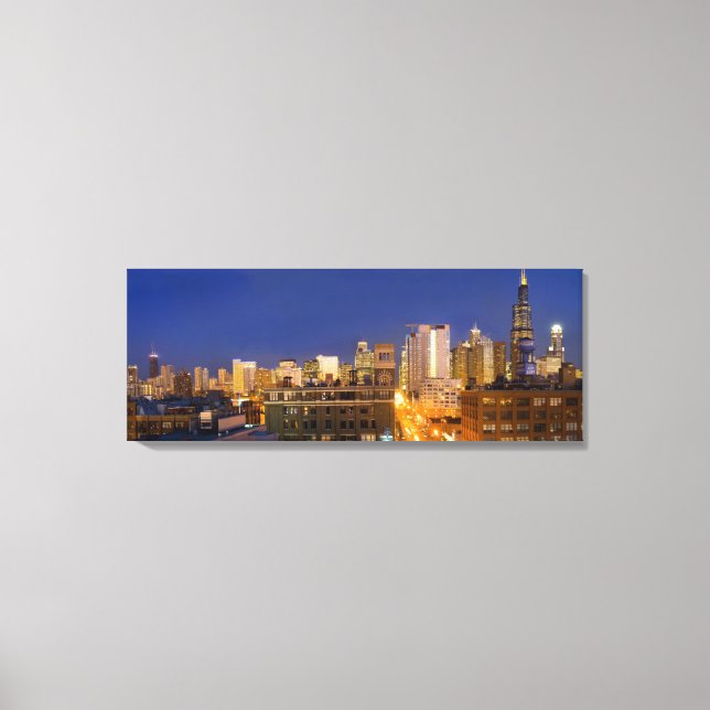 Lienzo horizonte de Chicago, Illinois, desde West Loop (Anverso)