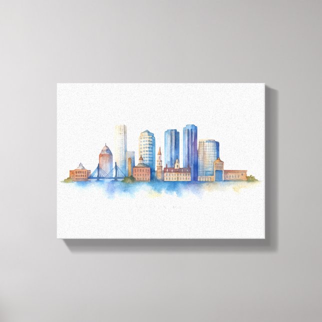 Lienzo Horizonte de la ciudad de Boston en acuarela | Mod (Anverso)