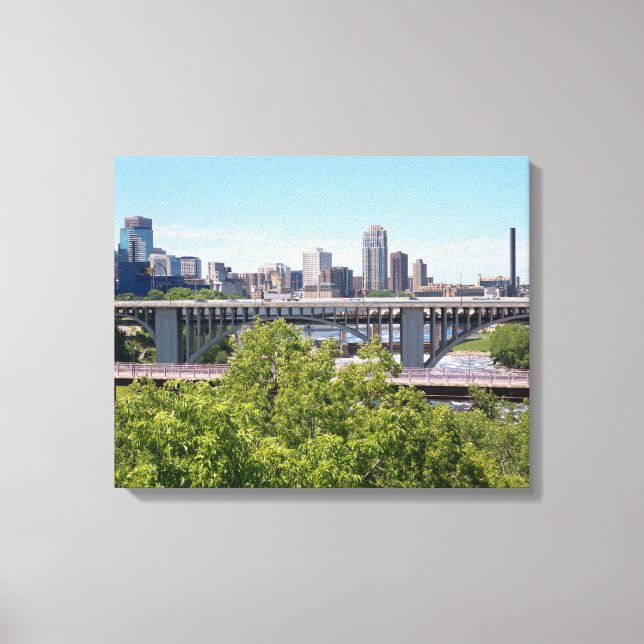 Lienzo Horizonte de Minneapolis y puentes (Anverso)
