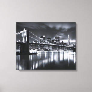 Lienzo Horizonte de Nueva York Puente de Brooklyn Monocro