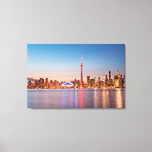 Lienzo Horizonte de Toronto al atardecer (Anverso)