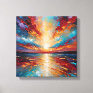 Lienzo Horizonte Radiante: Puesta de sol abstracta