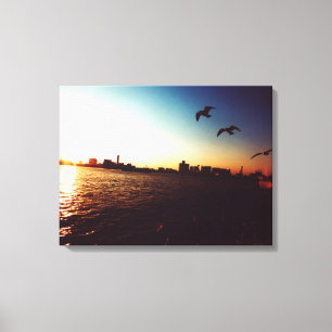 Lienzo Horizonte silueteado de la bahía de Tokio en la