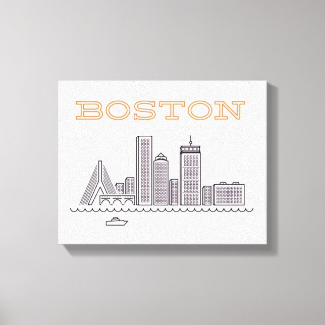 Lienzo Horizonte urbano de la ciudad de Boston, Boston Ma (Anverso)