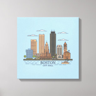 Lienzo Horizonte urbano de la ciudad de Boston, horizonte