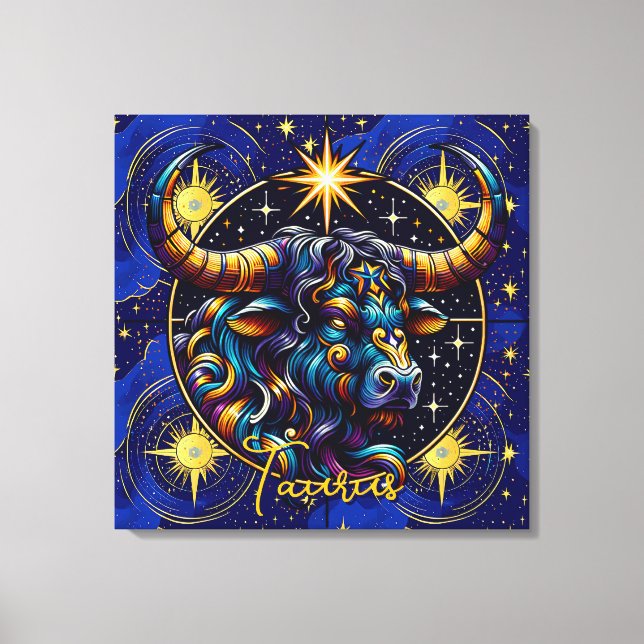 Lienzo Horoscopio Rótulo Taurus Zodiac Astrología (Anverso)