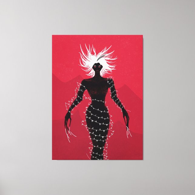 Lienzo Horror gótica macabra mujer demon trepidante (Anverso)