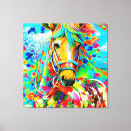 Lienzo Horse Adorne con flores