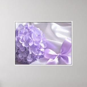 Lienzo Hortensia Morada con Cinta de Seda Elegante Floral